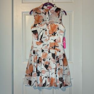 Betsey Johnson Women's Sleeveless Collared Button Front Midi Dress Size 6